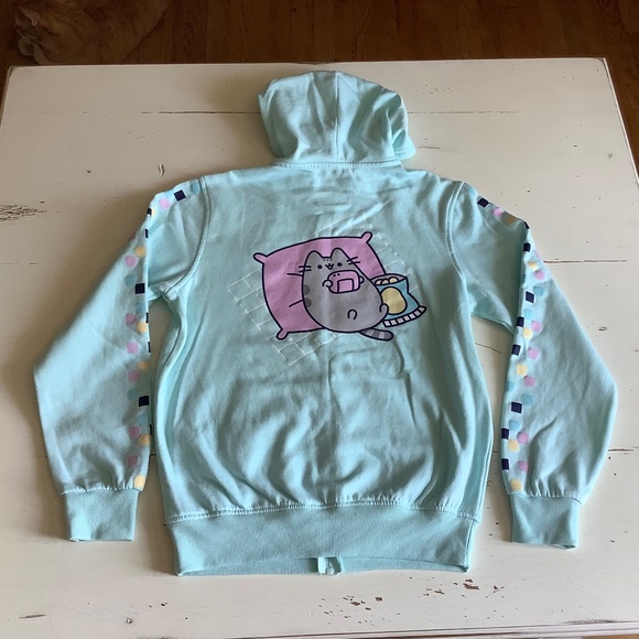 Pusheen the Cat Mint Green full zip hoodie sweatshirt XS - Picture 5 of 8